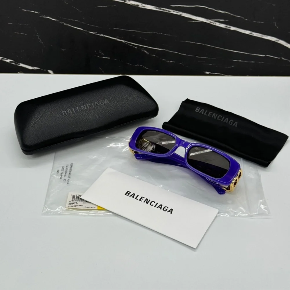 NEW BB0096S 004 BALENCIAGA PURPLE GREY SQUARE UNISEX BALENCIAGA SUNGLASSES